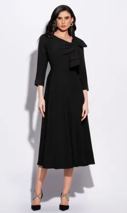 Rochie neagră cu fundă maxi