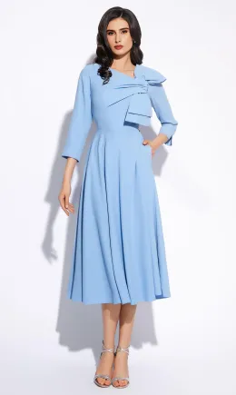 Rochie bleu cu fundă maxi