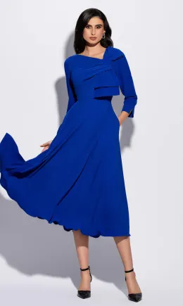 Rochie albastru royal cu fundă maxi