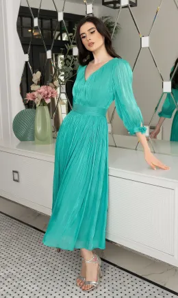 Rochie midi verde elegantă