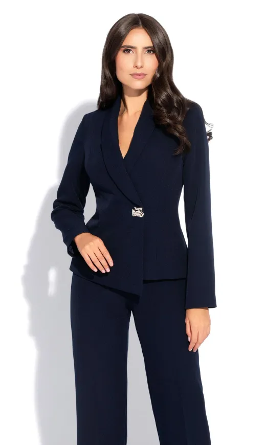 Sacou asimetric bleumarin elegant 